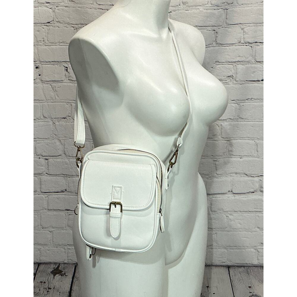 Women's White Vegan Leather Crossbody Bag